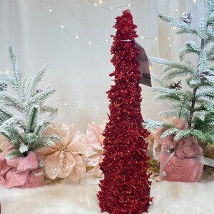 Rachel Zoe Stunning Cluster Crystal Glass Red Holiday Christmas Tree 18.5" New